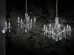 Trio Leuchten Kronleuchter Lüster LUCERNA Silber Mit Kristallbehang, 5-flammig Ø 52cm -Globo Store kronleuchter luester lucerna silber mit kristallbe 4