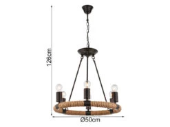 Globo Kronleuchter ULLEU 6-flammig Mit Hanfseil Ring Ø50cm -Globo Store kronleuchter ulleu 6 flammig mit hanfseil ring 50c 2