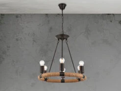 Globo Kronleuchter ULLEU 6-flammig Mit Hanfseil Ring Ø50cm -Globo Store kronleuchter ulleu 6 flammig mit hanfseil ring 50c 3