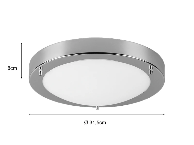 Trio Leuchten LED Bad Deckenleuchten In Chrom Mit Glas Opal Weiß Ø 31,5cm - Badlampen 4 Trio Leuchten LED Bad Deckenleuchten In Chrom Mit Glas Opal Weiß Ø 31,5cm - Badlampen – Bild 4