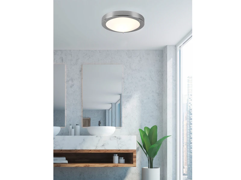 Trio Leuchten LED Bad Deckenleuchten In Chrom Mit Glas Opal Weiß Ø 31,5cm - Badlampen 5 Trio Leuchten LED Bad Deckenleuchten In Chrom Mit Glas Opal Weiß Ø 31,5cm - Badlampen – Bild 5