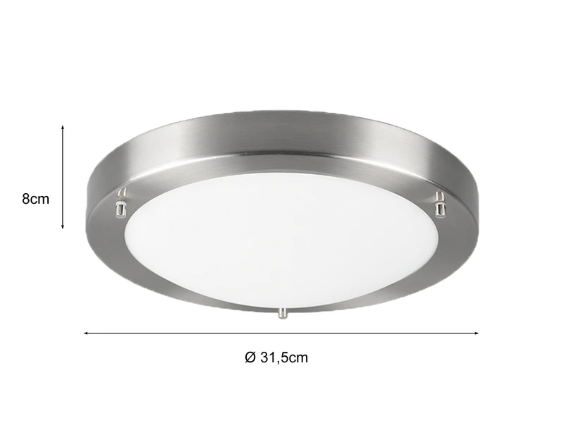 Trio Leuchten LED Bad Deckenleuchten In Silber Mit Glas Opal Weiß Ø 31,5cm - Badlampen 4 Trio Leuchten LED Bad Deckenleuchten In Silber Mit Glas Opal Weiß Ø 31,5cm - Badlampen – Bild 4