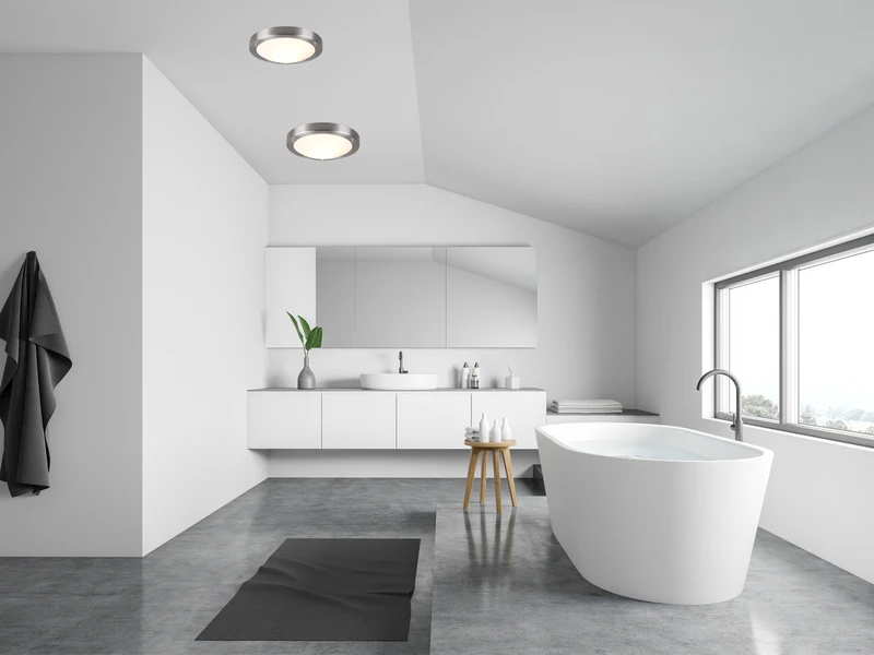 Trio Leuchten LED Bad Deckenleuchten In Silber Mit Glas Opal Weiß Ø 31,5cm - Badlampen 6 Trio Leuchten LED Bad Deckenleuchten In Silber Mit Glas Opal Weiß Ø 31,5cm - Badlampen – Bild 6