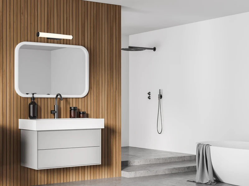 Trio Leuchten LED Bad Wandleuchte MATTIMO Mit Schalter Schwarz 40cm - Spiegelleuchte 6 Trio Leuchten LED Bad Wandleuchte MATTIMO Mit Schalter Schwarz 40cm - Spiegelleuchte – Bild 6