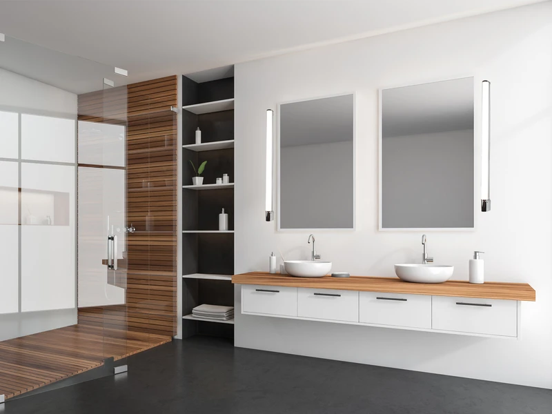 Trio Leuchten LED Bad Wandleuchte PIERA Mit Steckdose Chrom 119cm - Spiegelleuchte 5 Trio Leuchten LED Bad Wandleuchte PIERA Mit Steckdose Chrom 119cm - Spiegelleuchte – Bild 5