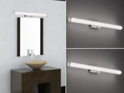 Trio Leuchten LED Bad Wandleuchten 2er Set Mit Schalter Chrom 80cm - Spiegelleuchte