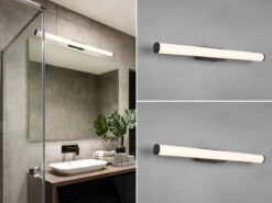 Trio Leuchten LED Bad Wandleuchten 2er Set Mit Schalter Schwarz 80cm - Spiegelleuchte