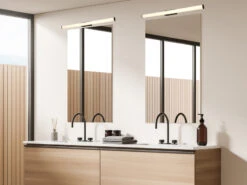 Trio Leuchten LED Bad Wandleuchten 2er Set Mit Schalter Schwarz 80cm - Spiegelleuchte -Globo Store led bad wandleuchten 2er set mit schalter schwarz 1 15