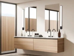 Trio Leuchten LED Bad Wandleuchten 2er Set Mit Steckdose Schwarz 79cm - Spiegelleuchte -Globo Store led bad wandleuchten 2er set mit steckdose schwarz 15