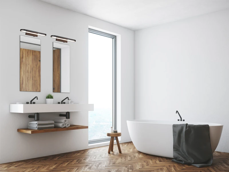 Trio Leuchten LED Badezimmer Wandleuchte 2er Set In Schwarz, Breite 40cm - Spiegelleuchte 7 Trio Leuchten LED Badezimmer Wandleuchte 2er Set In Schwarz, Breite 40cm - Spiegelleuchte – Bild 7