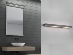 Trio Leuchten LED Badezimmer Wandleuchte ROCCO Schwarz 60cm - Up-Down Spiegelleuchte
