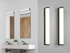 Trio Leuchten LED Badezimmer Wandleuchten 2er Set In Schwarz 42,5cm - Spiegelleuchte