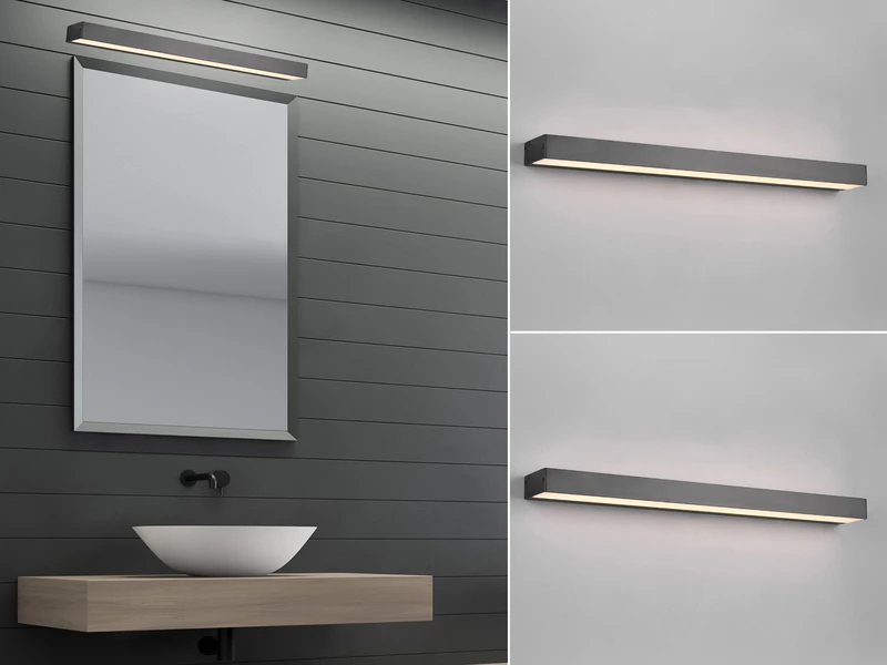 Trio Leuchten LED Badezimmer Wandleuchten 2er Set Schwarz 60cm - Up-Down Spiegelleuchte 1 Trio Leuchten LED Badezimmer Wandleuchten 2er Set Schwarz 60cm - Up-Down Spiegelleuchte