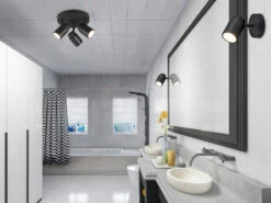 Trio Leuchten LED Badezimmerlampe Deckenstrahler 3 Flammig Rund Schwenkbar Schwarz -Globo Store led badezimmerlampe deckenstrahler 3 flammig rund 1 15