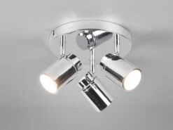 Trio Leuchten LED Badezimmerlampe Deckenstrahler 3 Flammig Rund Schwenkbar Chrom -Globo Store led badezimmerlampe deckenstrahler 3 flammig rund 1 2