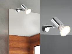Trio Leuchten LED Badezimmerlampe Dimmbar Chrom - Spiegelklemmleuchte Mit Schwenkbarem Spot