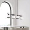 MeineWunschleuchte LED Balkenpendelleuchte 4-flammig Mit Stoffschirmen Schwarz/Weiß, Breite 75cm