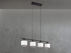 MeineWunschleuchte LED Balkenpendelleuchte 4-flammig Mit Stoffschirmen Schwarz/Weiß, Breite 75cm 6 MeineWunschleuchte LED Balkenpendelleuchte 4-flammig Mit Stoffschirmen Schwarz/Weiß, Breite 75cm -Globo Store led balkenpendelleuchte 4 flammig mit stoffschirme 2