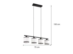 MeineWunschleuchte LED Balkenpendelleuchte 4-flammig Mit Stoffschirmen Schwarz/Weiß, Breite 75cm 7 MeineWunschleuchte LED Balkenpendelleuchte 4-flammig Mit Stoffschirmen Schwarz/Weiß, Breite 75cm -Globo Store led balkenpendelleuchte 4 flammig mit stoffschirme 3