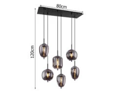 MeineWunschleuchte LED Balkenpendelleuchte Mit 6 Rauchglaskugeln, Metall Schwarz 6 MeineWunschleuchte LED Balkenpendelleuchte Mit 6 Rauchglaskugeln, Metall Schwarz -Globo Store led balkenpendelleuchte mit 6 rauchglaskugeln meta 1