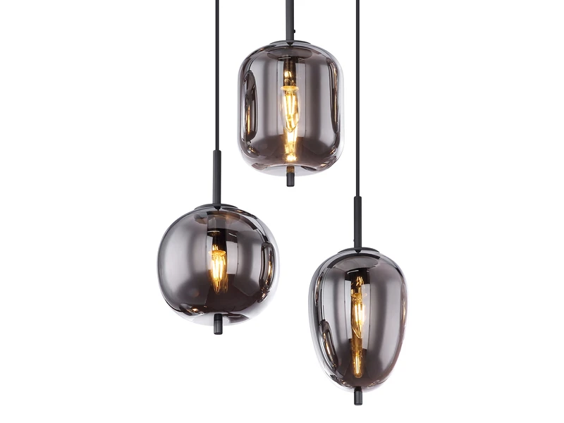 MeineWunschleuchte LED Balkenpendelleuchte Mit 6 Rauchglaskugeln, Metall Schwarz 4 MeineWunschleuchte LED Balkenpendelleuchte Mit 6 Rauchglaskugeln, Metall Schwarz – Bild 4