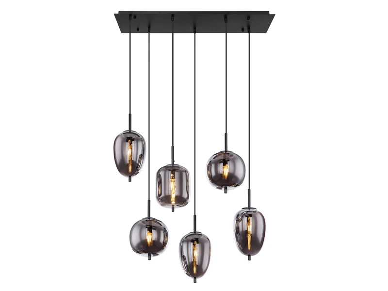 MeineWunschleuchte LED Balkenpendelleuchte Mit 6 Rauchglaskugeln, Metall Schwarz 5 MeineWunschleuchte LED Balkenpendelleuchte Mit 6 Rauchglaskugeln, Metall Schwarz – Bild 5