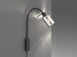 MeineWunschleuchte LED Bettlampe Schwarz Mit Rauchglas - Wand Leselampe Mit Schwanenhals -Globo Store led bettlampe schwarz mit rauchglas wand leselampe 2