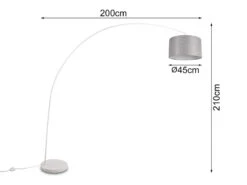 MeineWunschleuchte LED Bogenleuchte Metall Weiß Stoff Lampenschirm Grau, 210cm 9 MeineWunschleuchte LED Bogenleuchte Metall Weiß Stoff Lampenschirm Grau, 210cm -Globo Store led bogenleuchte metall weiss stoff lampenschirm g 2