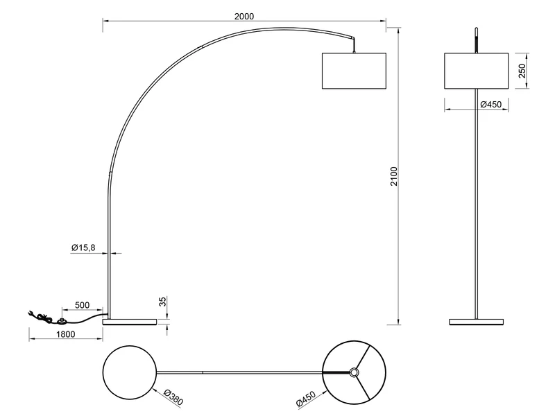 MeineWunschleuchte LED Bogenleuchte Metall Weiß Stoff Lampenschirm Grau, 210cm 5 MeineWunschleuchte LED Bogenleuchte Metall Weiß Stoff Lampenschirm Grau, 210cm – Bild 5