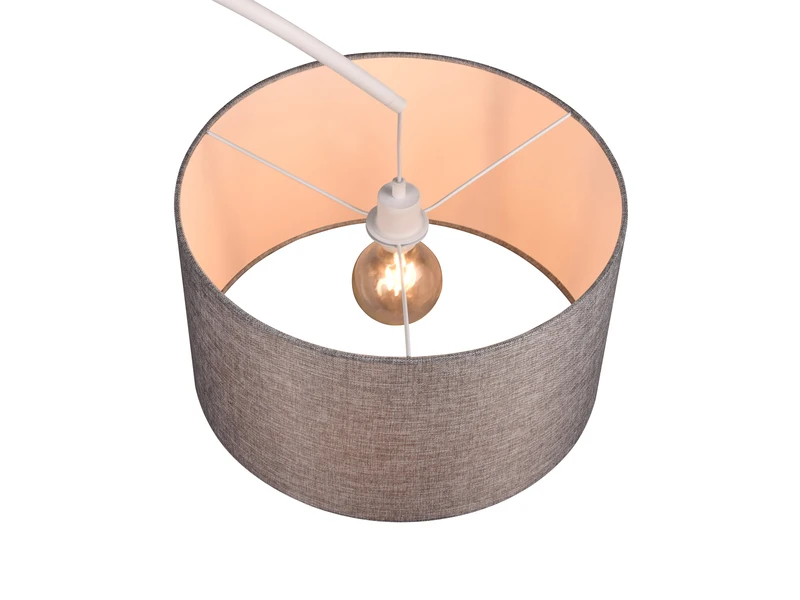 MeineWunschleuchte LED Bogenleuchte Metall Weiß Stoff Lampenschirm Grau, 210cm 6 MeineWunschleuchte LED Bogenleuchte Metall Weiß Stoff Lampenschirm Grau, 210cm – Bild 6