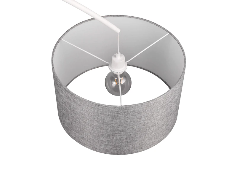 MeineWunschleuchte LED Bogenleuchte Metall Weiß Stoff Lampenschirm Grau, 210cm 7 MeineWunschleuchte LED Bogenleuchte Metall Weiß Stoff Lampenschirm Grau, 210cm – Bild 7