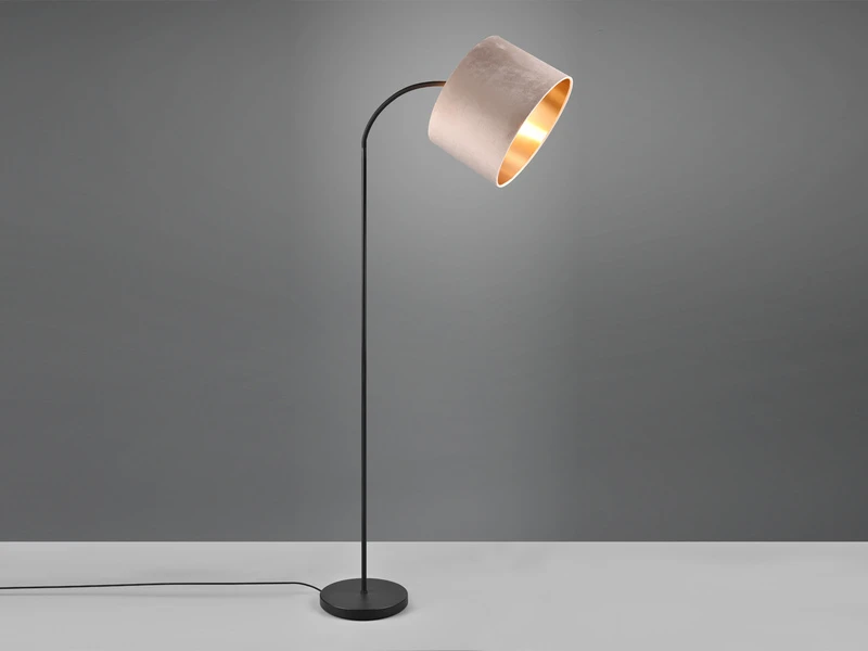 MeineWunschleuchte LED Bogenleuchte Mit Samt Lampenschirm Beige Gold, Höhe 156cm 3 MeineWunschleuchte LED Bogenleuchte Mit Samt Lampenschirm Beige Gold, Höhe 156cm – Bild 3