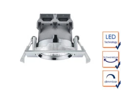 Trio Leuchten LED Deckeneinbaustrahler PAMIR Eckig 3er Set Schwenkbar Dimmbar Chrom Glänzend -Globo Store led deckeneinbaustrahler pamir eckig 3er set schwe 2