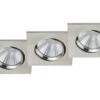 Trio Leuchten LED Deckeneinbaustrahler PAMIR Eckig 3er Set Schwenkbar Dimmbar Silber Matt