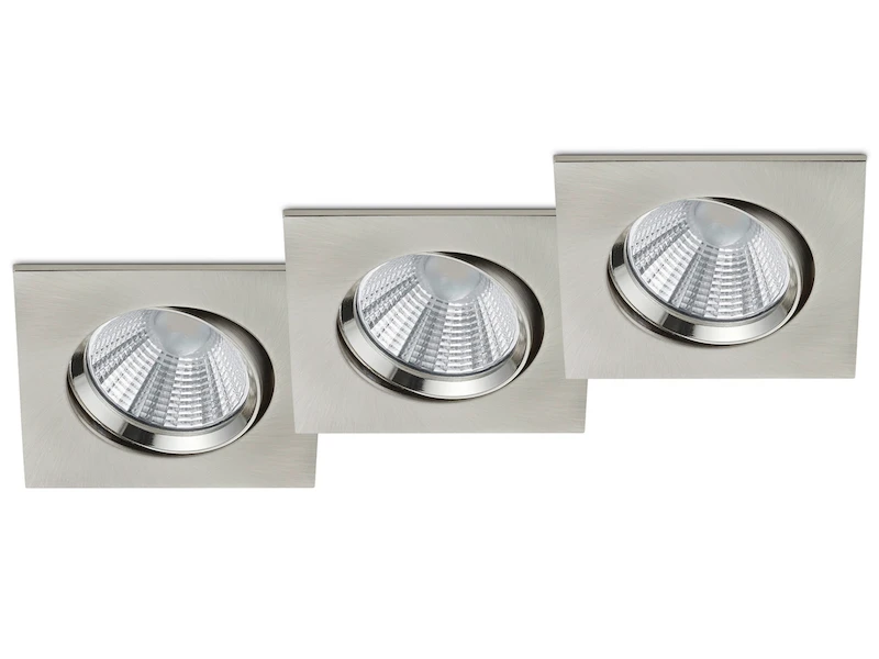 Trio Leuchten LED Deckeneinbaustrahler PAMIR Eckig 3er Set Schwenkbar Dimmbar Silber Matt 1 Trio Leuchten LED Deckeneinbaustrahler PAMIR Eckig 3er Set Schwenkbar Dimmbar Silber Matt