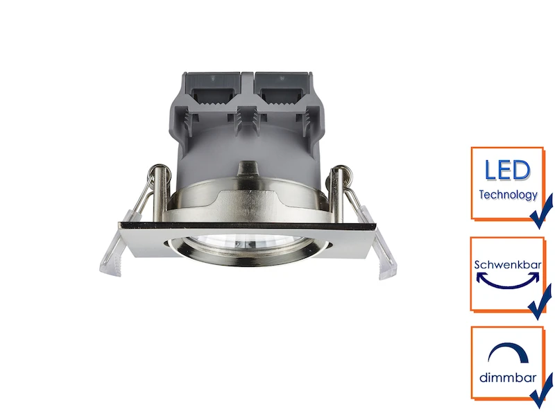 Trio Leuchten LED Deckeneinbaustrahler PAMIR Eckig 3er Set Schwenkbar Dimmbar Silber Matt 2 Trio Leuchten LED Deckeneinbaustrahler PAMIR Eckig 3er Set Schwenkbar Dimmbar Silber Matt – Bild 2