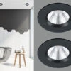 Trio Leuchten LED Deckeneinbaustrahler Rund Dimmbar 2er Set In Schwarz, IP65