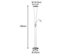 Trio Leuchten LED Deckenfluter ARIZONA Mit Leselampe & Dimmer 180cm Hoch, Silber Matt 8 Trio Leuchten LED Deckenfluter ARIZONA Mit Leselampe & Dimmer 180cm Hoch, Silber Matt -Globo Store led deckenfluter arizona mit leselampe dimmer 180c 2