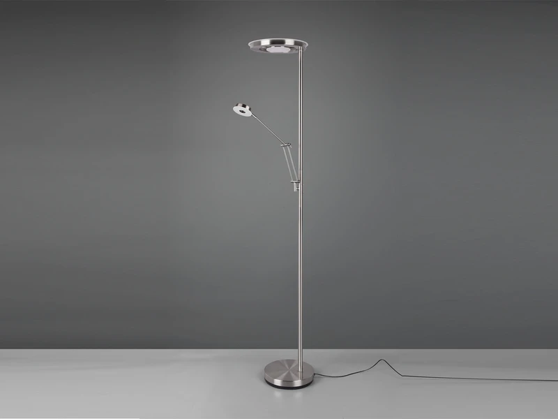 Trio Leuchten LED Deckenfluter BARRIE Mit Leselampe Verstellbar Silber 181cm 3 Trio Leuchten LED Deckenfluter BARRIE Mit Leselampe Verstellbar Silber 181cm – Bild 3