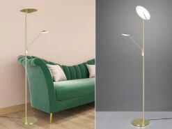 Trio Leuchten LED Deckenfluter BRANTFORD Messing Schwenkbar Mit Lesearm, Höhe 180cm