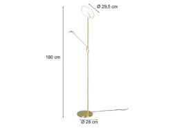 Trio Leuchten LED Deckenfluter BRANTFORD Messing Schwenkbar Mit Lesearm, Höhe 180cm -Globo Store led deckenfluter brantford messing schwenkbar mit 1 3