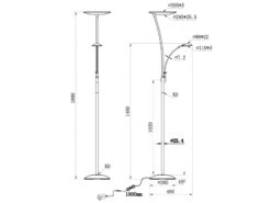 Trio Leuchten LED Deckenfluter BRANTFORD Messing Schwenkbar Mit Lesearm, Höhe 180cm -Globo Store led deckenfluter brantford messing schwenkbar mit 1 5
