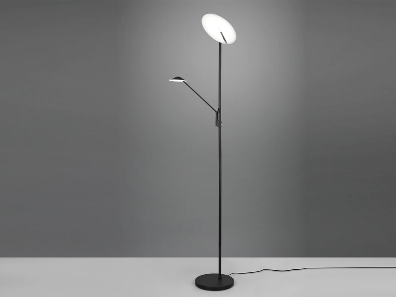 Trio Leuchten LED Deckenfluter BRANTFORD Schwarz Schwenkbar Mit Lesearm, Höhe 180cm 3 Trio Leuchten LED Deckenfluter BRANTFORD Schwarz Schwenkbar Mit Lesearm, Höhe 180cm – Bild 3