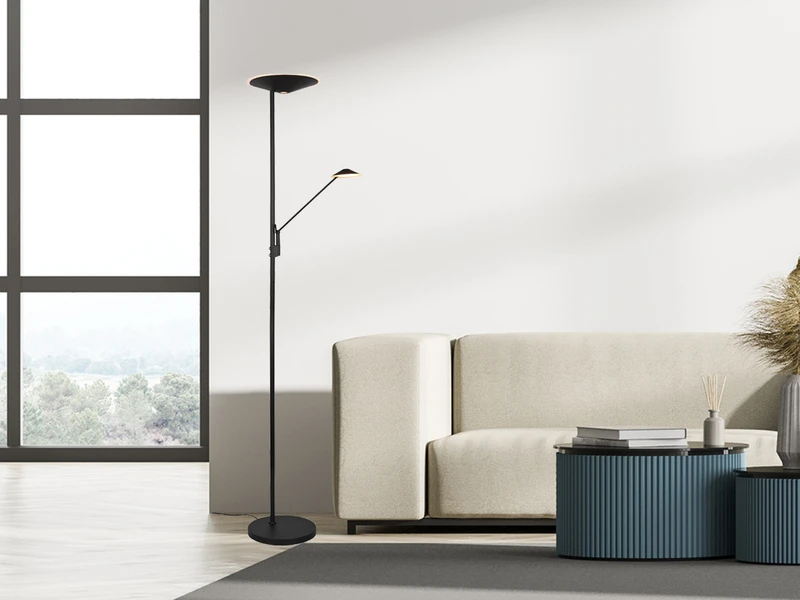 Trio Leuchten LED Deckenfluter BRANTFORD Schwarz Schwenkbar Mit Lesearm, Höhe 180cm 7 Trio Leuchten LED Deckenfluter BRANTFORD Schwarz Schwenkbar Mit Lesearm, Höhe 180cm – Bild 7