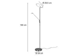 Trio Leuchten LED Deckenfluter BRANTFORD Silber Schwenkbar Mit Lesearm, Höhe 180cm -Globo Store led deckenfluter brantford silber schwenkbar mit l 3
