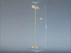 Fischer & Honsel LED Deckenfluter DENT Messing Mit Leselampe Dimmbar - Höhe 180cm -Globo Store led deckenfluter dent messing mit leselampe dimmba 2