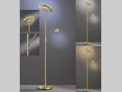 Fischer & Honsel LED Deckenfluter DENT Messing Mit Leselampe Dimmbar - Höhe 180cm -Globo Store led deckenfluter dent messing mit leselampe dimmba 3