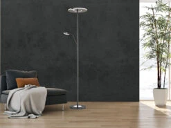 Fischer & Honsel LED Deckenfluter DENT Schwarz Mit Leselampe Dimmbar - Höhe 180cm -Globo Store led deckenfluter dent schwarz mit leselampe dimmba 12