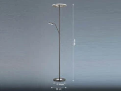 Fischer & Honsel LED Deckenfluter DENT Schwarz Mit Leselampe Dimmbar - Höhe 180cm -Globo Store led deckenfluter dent schwarz mit leselampe dimmba 3