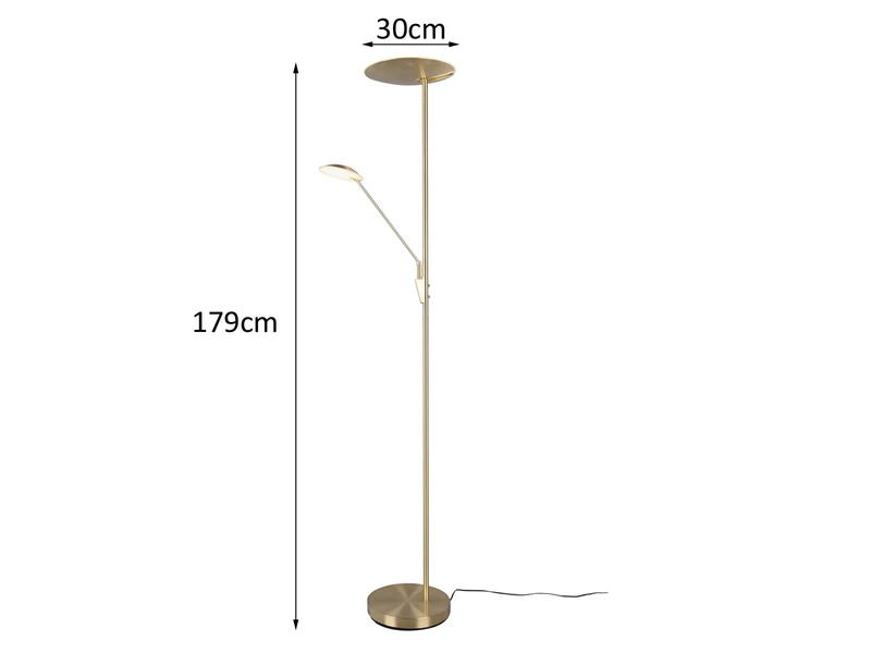 Trio Leuchten LED Deckenfluter EDMONTON Mit Leselampe Verstellbar Messing 179cm 4 Trio Leuchten LED Deckenfluter EDMONTON Mit Leselampe Verstellbar Messing 179cm – Bild 4